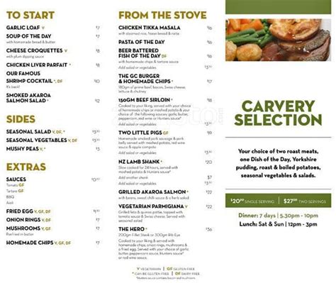 Chch Casino Menu