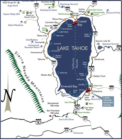 Costa Sul Do Lago Tahoe Casinos Mapa
