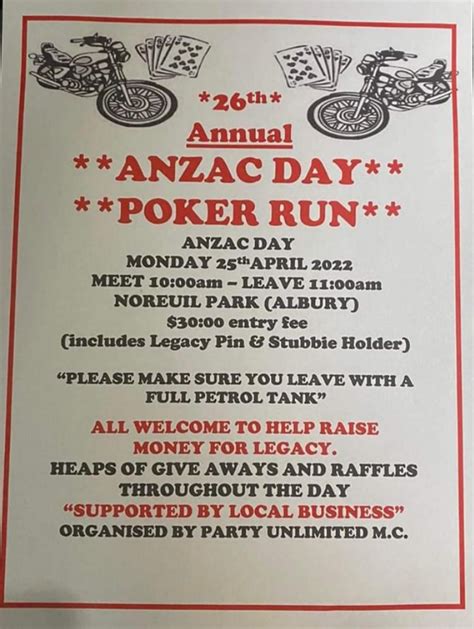 Hells Angels E O Dia De Anzac Poker Run 2024