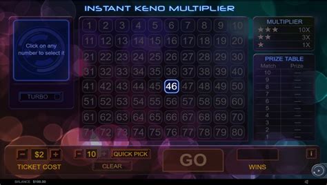 Instant Keno Multiplier 888 Casino