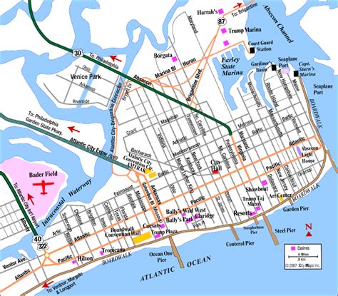 Mapa De Cassinos Em Atlantic City Nova Jersey
