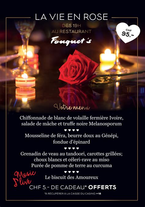 Menu St Valentin Casino De Montreux