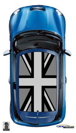 Mini Cooper Black Jack Bandeira Telhado Grafico