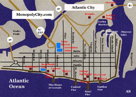 Os Cassinos Em Atlantic City Boardwalk Mapa