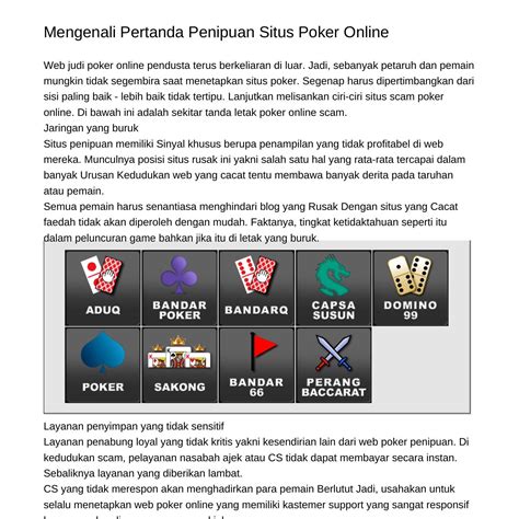 Poker Penipuan