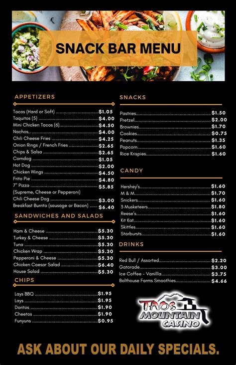 Taos Mountain Casino Menu