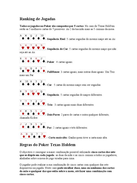 Texas Holdem Regras Da Liga